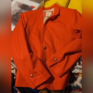 Flame orange red 100% wool schoolboy blazer J. Crew with gold buttons